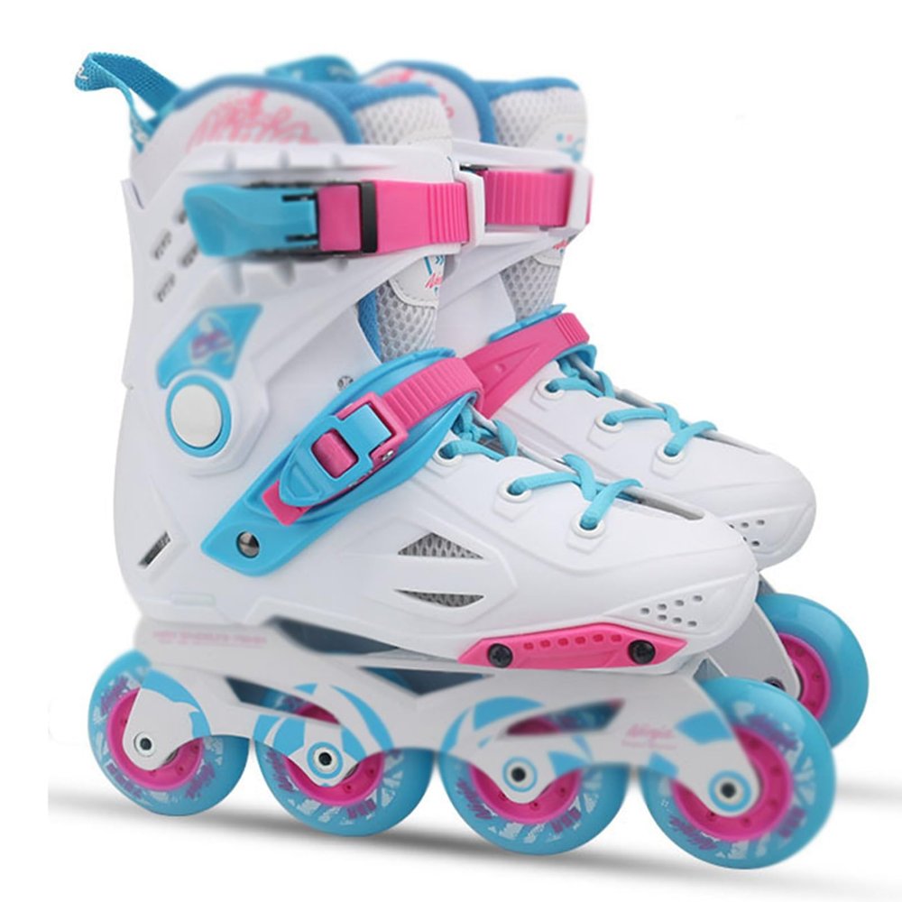 DHAEY Roller Skates Adult Inline Skates - Speed Skating Shoes Racing Shoes Children Adult Professional Men and Women Carbon Fiber Roller Blades (Color : White, Size : 8.5 Women/7 Men)