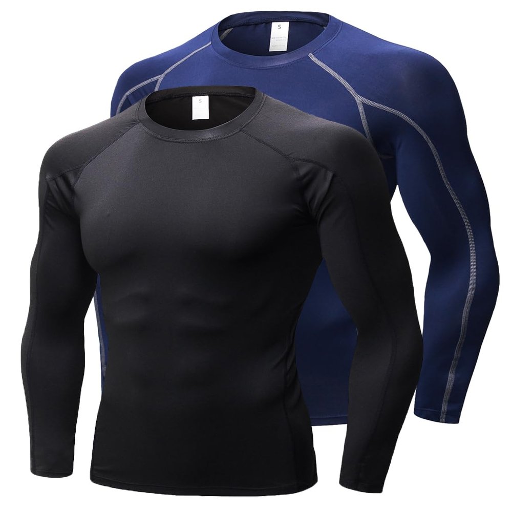 Men's Compression Shirts Long Sleeve, Base-Layer Quick Dry Workout T Shirts Sports Running Tops for Gym