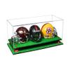 Better Display Cases Acrylic Three Mini - Miniature Football Helmets (not Full Size) Display Case with Clear Case, Red Risers and Turf Base 19.25" x 8.25" x 8" (V47/A103) view 1
