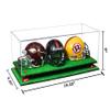 Better Display Cases Acrylic Three Mini - Miniature Football Helmets (not Full Size) Display Case with Clear Case, Red Risers and Turf Base 19.25" x 8.25" x 8" (V47/A103) view 2