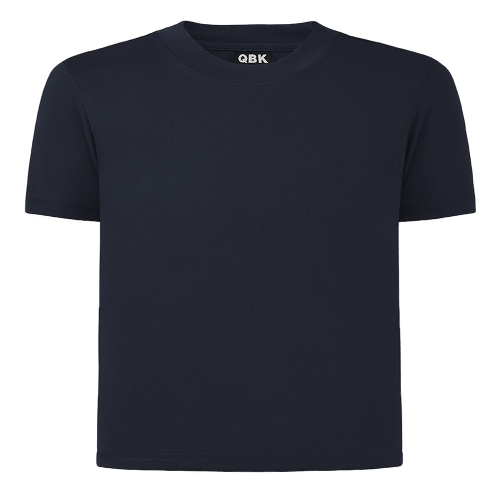QBK 2T to Youth Neon Shirt Kids UPF 50+ Dry Fit Athletic Short Sleeve Rash Guard T Shirts for Boys Girls Sports Undershirt (Navy M)