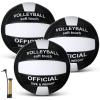 Honoson 3 Pack Official Size 5 Volleyball Balls with Pump PU Leather Soft Indoor Outdoor Volley Ball Training Game Beginner Practice Beach Pool Play Gym Back to School(Black, White) view 1