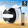 Honoson 3 Pack Official Size 5 Volleyball Balls with Pump PU Leather Soft Indoor Outdoor Volley Ball Training Game Beginner Practice Beach Pool Play Gym Back to School(Black, White) view 2