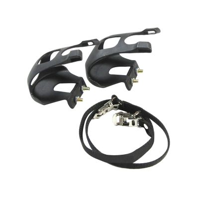 EKDJKK 1 Pair Bike Pedals with Toe Clip and Strap, Bicycle Toe Clips Cages, Bicycle Pedal Foot Cover Plastic Bike Pedals for MTB Road and Mountain Bikes