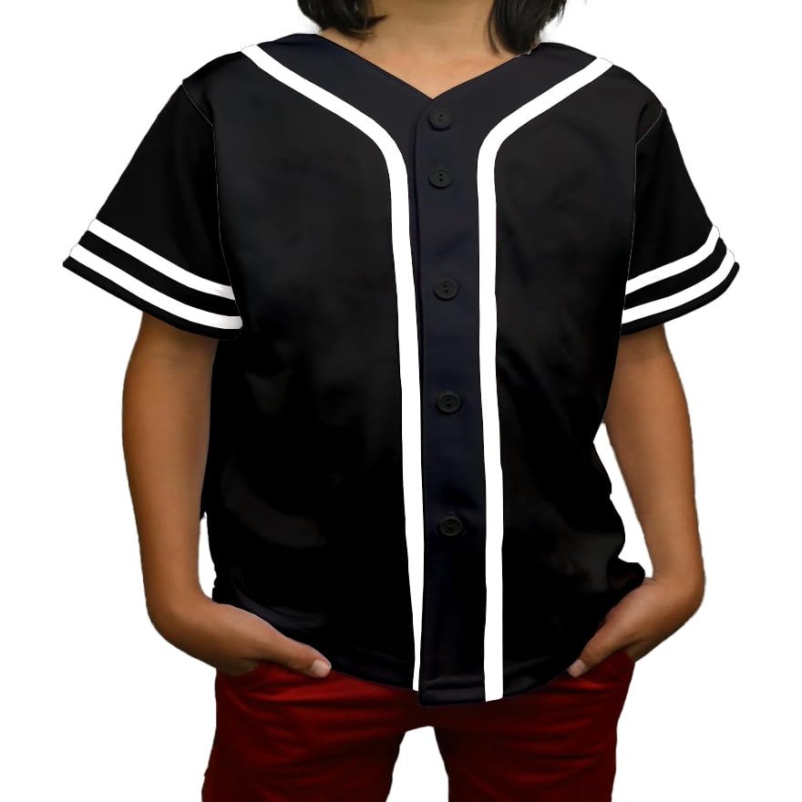 DIGITMON Kids Baseball Jersey Button Down Premium Sleeve Two-Striped T Shirts Uniform Blackwhite for 4y Toddlers