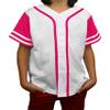 DIGITMON Kids Baseball Jersey Button Down Premium Sleeve Two-Striped T Shirts Uniform WHITEHOTPINK for 14y Teenagers view 1