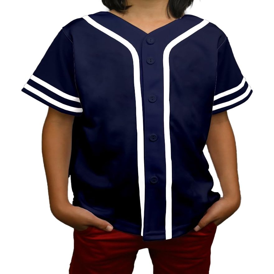 DIGITMON Kids Baseball Jersey Button Down Premium Sleeve Two-Striped T Shirts Uniform NAVYWHITE for 3y Toddlers