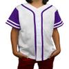 DIGITMON Kids Baseball Jersey Button Down Premium Sleeve Two-Striped T Shirts Uniform WHITEPURPLE for 14y Teenagers view 1