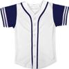 DIGITMON Kids Baseball Jersey Button Down Premium Sleeve Two-Striped T Shirts Uniform WHITENAVY for 12y Teenagers view 2