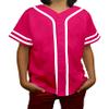 DIGITMON Kids Baseball Jersey Button Down Premium Sleeve Two-Striped T Shirts Uniform HOTPINKWHITE for 16y Teenagers view 1