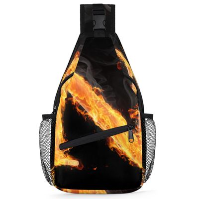 bisibuy Symbols Fire Letter N Sling Bag for Women Men Crossbody Sling Backpack Shoulder Bag Chest Bag Daypack for Travel Hiking Outdoor