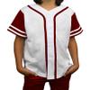 DIGITMON Kids Baseball Jersey Button Down Premium Sleeve Two-Striped T Shirts Uniform WHITEBURGUNDY for 12y Teenagers view 1
