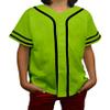 DIGITMON Kids Baseball Jersey Button Down Premium Sleeve Two-Striped T Shirts Uniform NEONBLACK for 14y Teenagers view 1