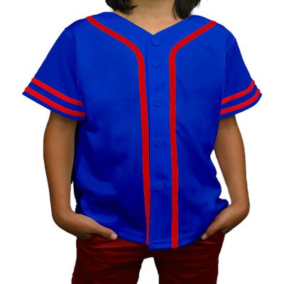 DIGITMON Kids Baseball Jersey Button Down Premium Sleeve Two-Striped T Shirts Uniform ROYALRED for 12y Teenagers
