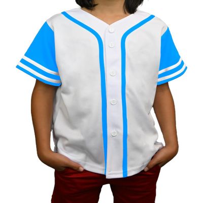 DIGITMON Kids Baseball Jersey Button Down Premium Sleeve Two-Striped T Shirts Uniform WHITETURQ for 12y Teenagers