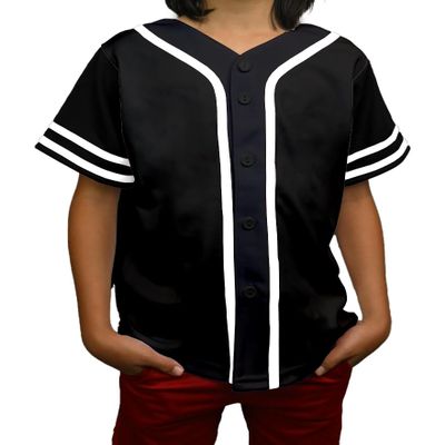 DIGITMON Kids Baseball Jersey Button Down Premium Sleeve Two-Striped T Shirts Uniform Blackwhite for 3y Toddlers