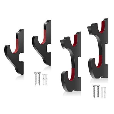 FLURSAILE 4 Pieces Sword Hanger Padded Sword Holder Wall Display Rack Adjustable for Katana Dagger lightsaber Wakizashi Tanto Genji Sword Weapons (1-Tier and 2-Tier)