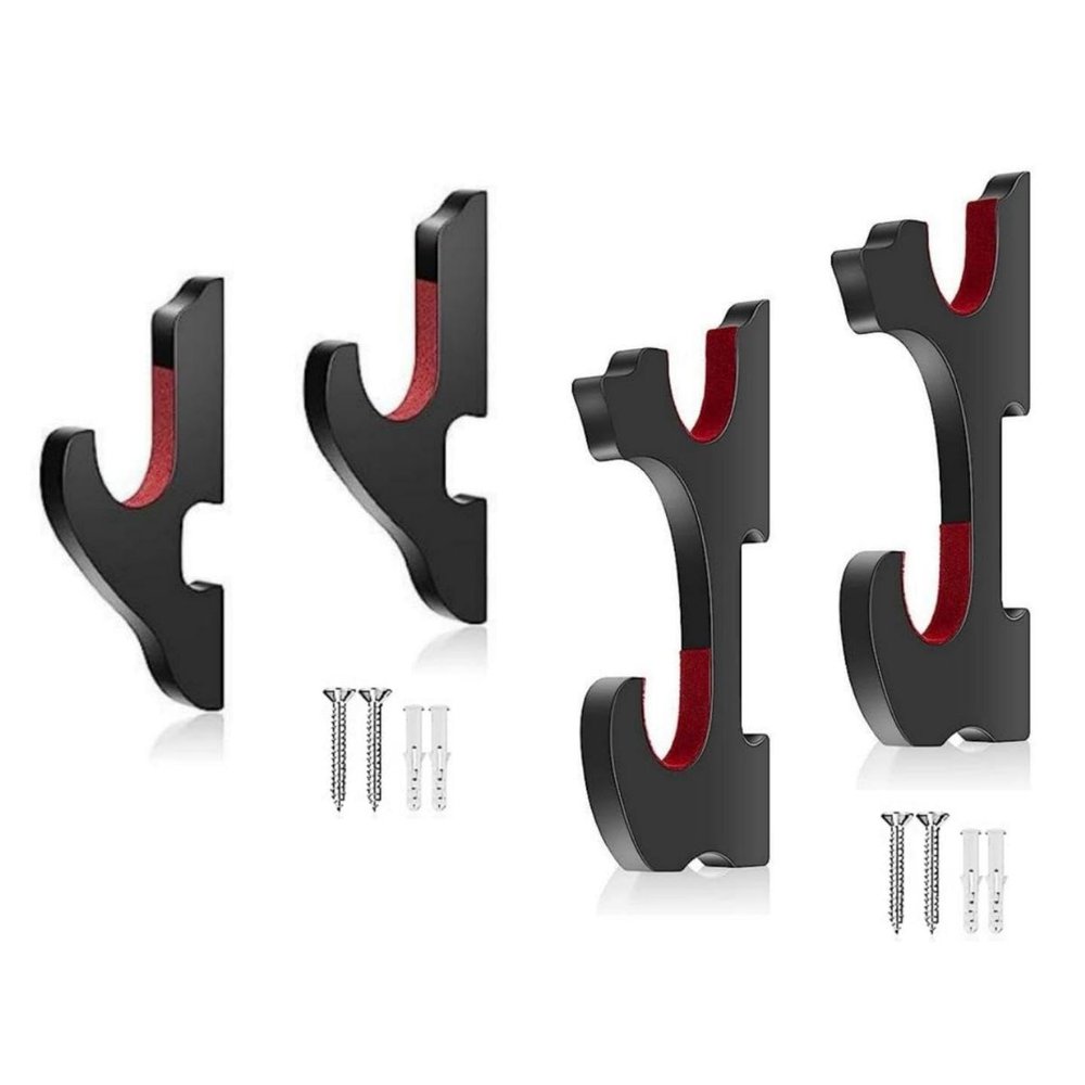 FLURSAILE 4 Pieces Sword Hanger Padded Sword Holder Wall Display Rack Adjustable for Katana Dagger lightsaber Wakizashi Tanto Genji Sword Weapons (1-Tier and 2-Tier)