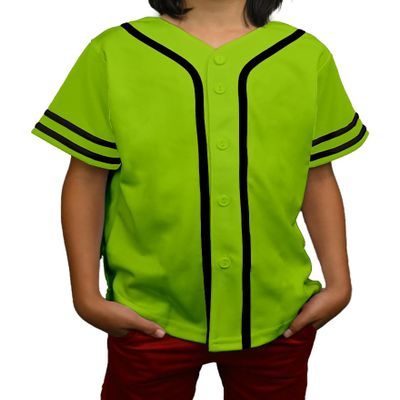 DIGITMON Kids Baseball Jersey Button Down Premium Sleeve Two-Striped T Shirts Uniform NEONBLACK for 2y Toddlers