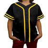 DIGITMON Kids Baseball Jersey Button Down Premium Sleeve Two-Striped T Shirts Uniform BLACKYELLOW for 12y Teenagers view 1