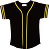 DIGITMON Kids Baseball Jersey Button Down Premium Sleeve Two-Striped T Shirts Uniform BLACKYELLOW for 12y Teenagers view 2