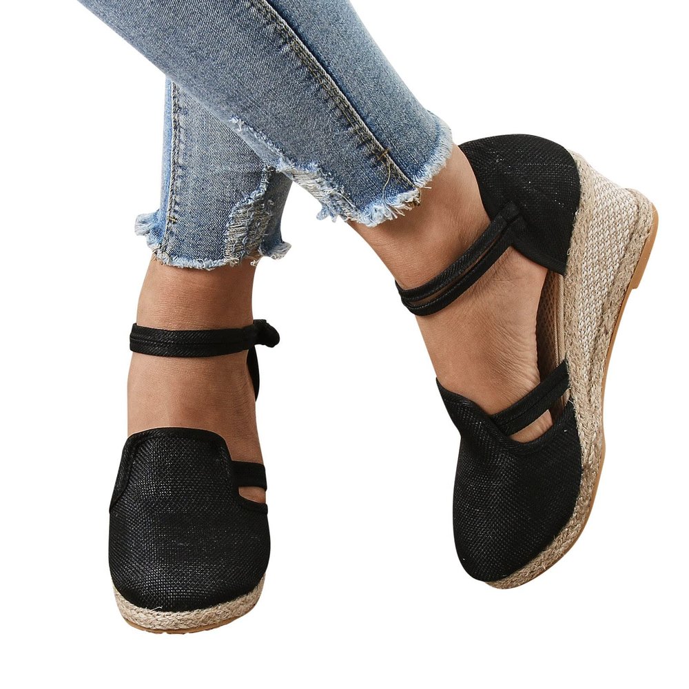 Black Sandals Women Dressy, Women's Walking Sandal Closed Toe Round Toe Hollowed Out Thick Sole Breathable Beach Sandals