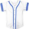 DIGITMON Kids Baseball Jersey Button Down Premium Sleeve Two-Striped T Shirts Uniform White and Royal for 16y Teenagers view 2