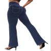 VOOVEEYA Women's Bootcut Leggings - Bootleg Yoga Pants Flare with 4 Pockets,Tummy Control High Waisted Casual Dress PantsBootcut-Petite Navy Blue-2XL view 1