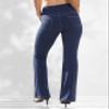 VOOVEEYA Women's Bootcut Leggings - Bootleg Yoga Pants Flare with 4 Pockets,Tummy Control High Waisted Casual Dress PantsBootcut-Petite Navy Blue-2XL view 2