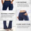 VOOVEEYA Women's Bootcut Leggings - Bootleg Yoga Pants Flare with 4 Pockets,Tummy Control High Waisted Casual Dress PantsBootcut-Petite Navy Blue-2XL view 4