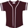 DIGITMON Kids Baseball Jersey Button Down Premium Sleeve Two-Striped T Shirts Uniform BURGUNDYWHITE for 14y Teenagers view 2