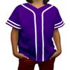 DIGITMON Kids Baseball Jersey Button Down Premium Sleeve Two-Striped T Shirts Uniform PURPLEWHITE for 14y Teenagers view 1