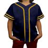 DIGITMON Kids Baseball Jersey Button Down Premium Sleeve Two-Striped T Shirts Uniform NAVYGOLD for 16y Teenagers view 1