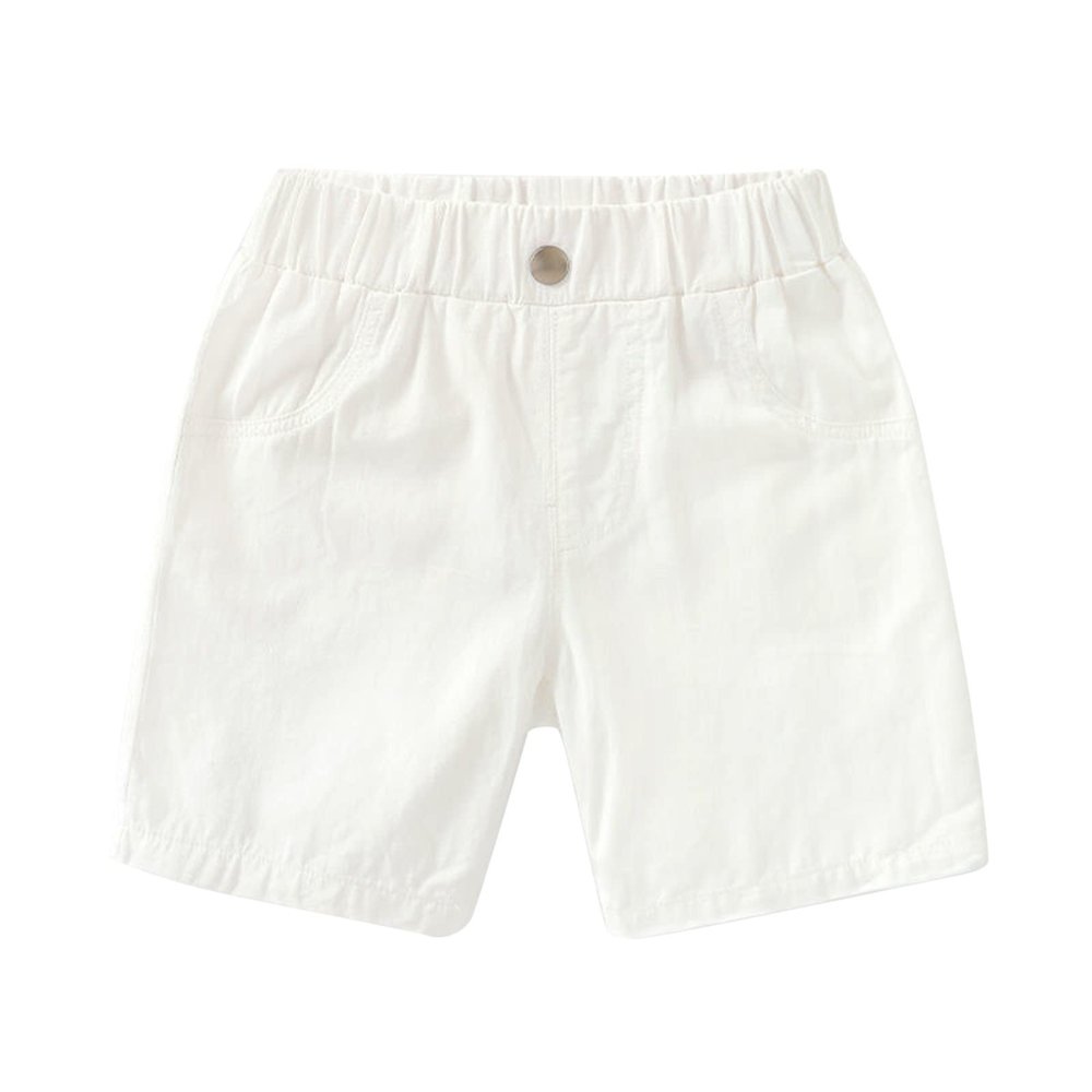 Toddler Children Boys Pull On Soild Sports Jogger Workout Cargo Casual Pants Shorts Jogger Shorts for (White, 3-4 Years)