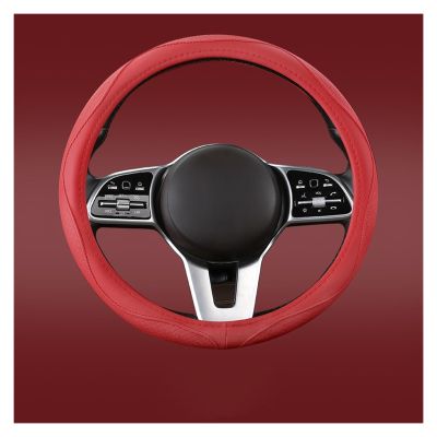 FUERU Car Steering Wheel Cover Set Universal Car Steering Wheel Cover Genuine Leather Stretch Breathable Fashion Car Interior (Color : 5#)