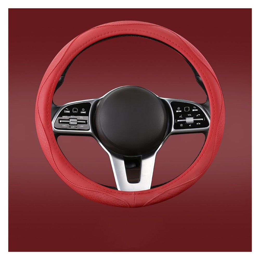 FUERU Car Steering Wheel Cover Set Universal Car Steering Wheel Cover Genuine Leather Stretch Breathable Fashion Car Interior (Color : 5#)