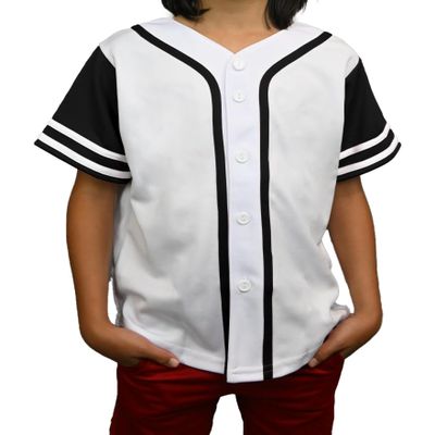 DIGITMON Kids Baseball Jersey Button Down Premium Sleeve Two-Striped T Shirts Uniform WHITEBLACK for 2y Toddlers
