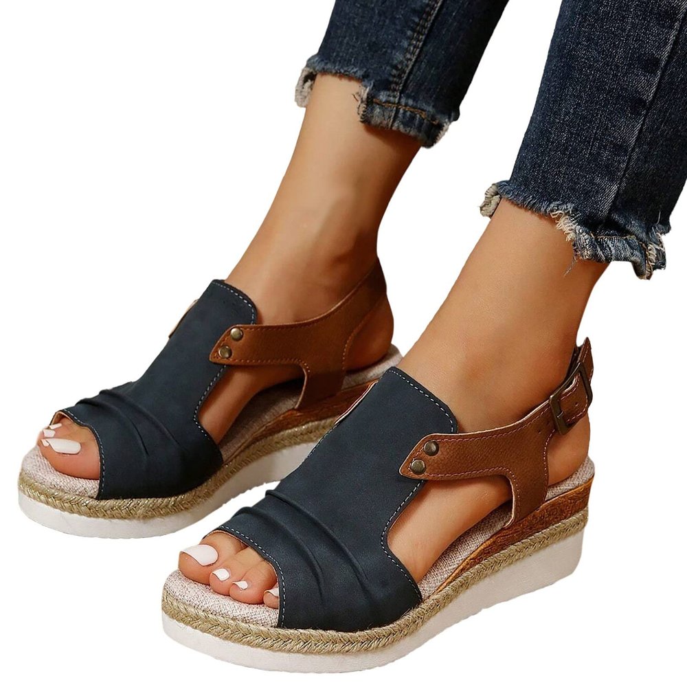 Yanzhenglip Sandals for Women Casual Summer, Women's Sandals Straps Wedge Buckle Summer Beach Sandals Shoes, Comfort Walking Shoes Bohemian Rhinestone Gladiator Open Toe Sandals Comfy