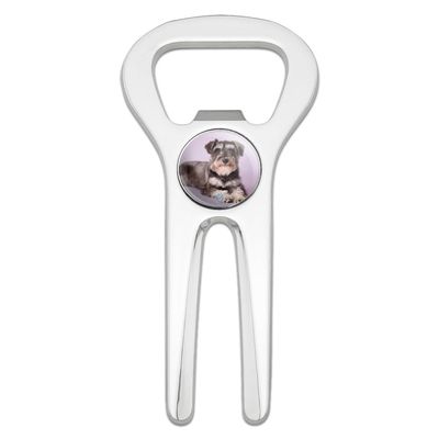 Schnauzer Puppy On Pink Golf Golfing Divot Repair Tool Bottle Opener