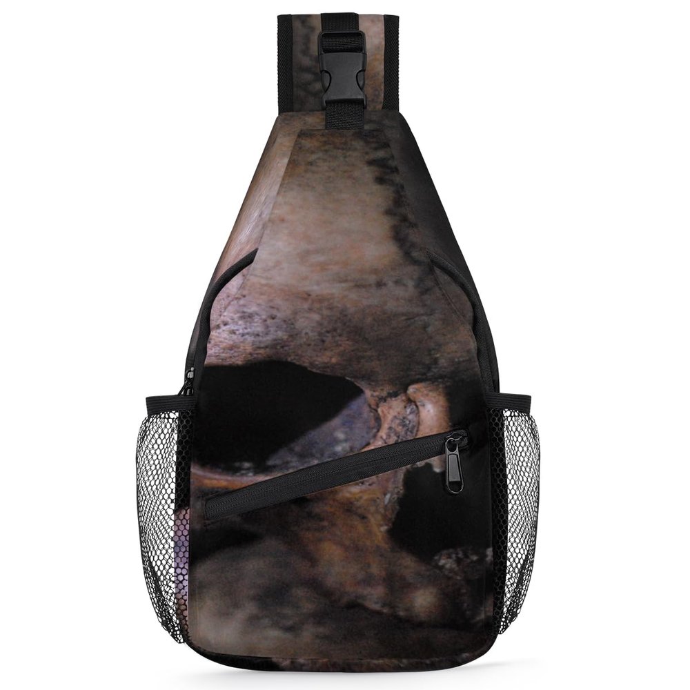 bisibuy Skull Sling Bag for Women Men Crossbody Sling Backpack Shoulder Bag Chest Bag Daypack for Travel Hiking Outdoor