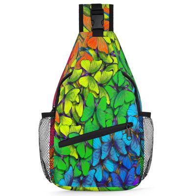 bisibuy Rainbow Colours Butterfly Sling Bag for Women Men Crossbody Sling Backpack Shoulder Bag Chest Bag Daypack for Travel Hiking Outdoor
