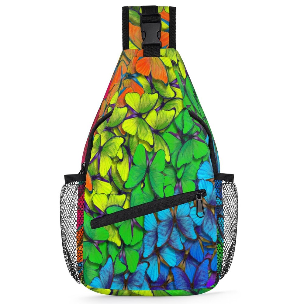 bisibuy Rainbow Colours Butterfly Sling Bag for Women Men Crossbody Sling Backpack Shoulder Bag Chest Bag Daypack for Travel Hiking Outdoor