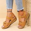 Yanzhenglip Sandals for Women Casual Summer, Women's Sandals Straps Wedge Buckle Summer Beach Sandals Shoes, Comfort Walking Shoes Bohemian Rhinestone Gladiator Open Toe Sandals Comfy view 2