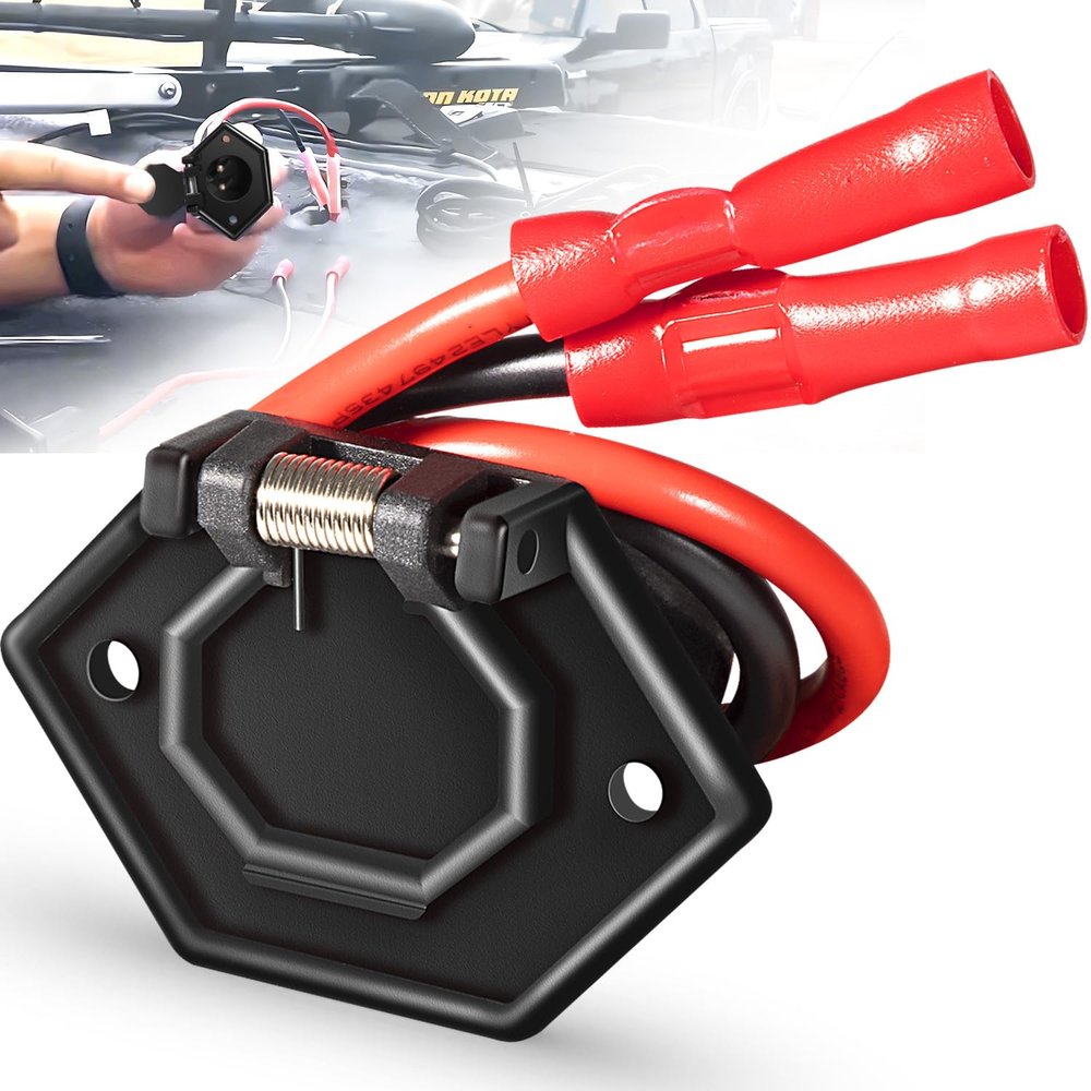 8M4000954 Trolling Motor Power Receptacle Plug, 2-Prong 50A, 12V, 24V or 36V Trolling Motors, for Bow-Panel Installation Male Female Trolling Motor Quick Connector Electrical Plug Socket Kit