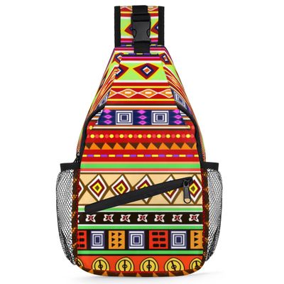 bisibuy African Geometric Print Sling Bag for Women Men Crossbody Sling Backpack Shoulder Bag Chest Bag Daypack for Travel Hiking Outdoor