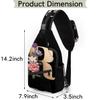 bisibuy Floral Gold R Letter Sling Bag for Women Men Crossbody Sling Backpack Shoulder Bag Chest Bag Daypack for Travel Hiking Outdoor view 2
