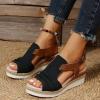 Yanzhenglip Sandals for Women Casual Summer, Women's Sandals Straps Wedge Buckle Summer Beach Sandals Shoes, Comfort Walking Shoes Bohemian Rhinestone Gladiator Open Toe Sandals Comfy view 2