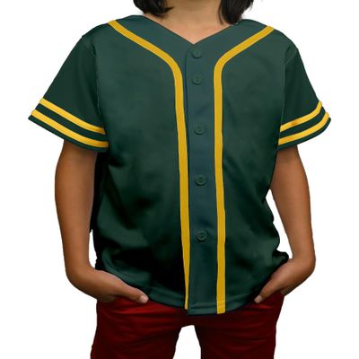 DIGITMON Kids Baseball Jersey Button Down Premium Sleeve Two-Striped T Shirts Uniform FGREENGOLD for 2y Toddlers