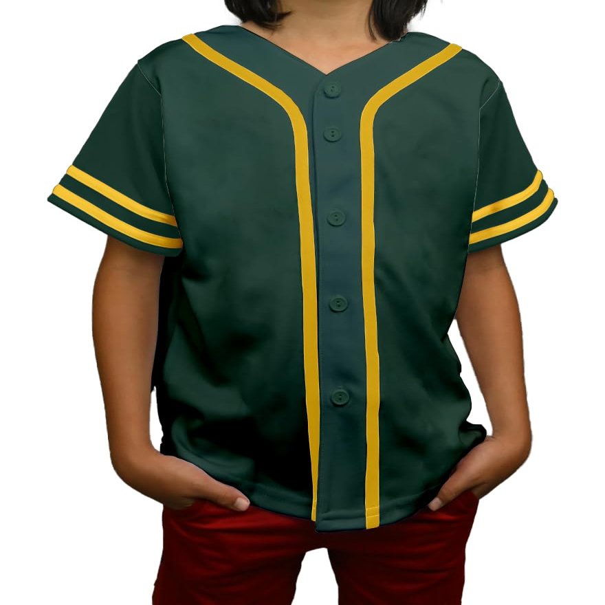 DIGITMON Kids Baseball Jersey Button Down Premium Sleeve Two-Striped T Shirts Uniform FGREENGOLD for 2y Toddlers