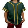 DIGITMON Kids Baseball Jersey Button Down Premium Sleeve Two-Striped T Shirts Uniform FGREENGOLD for 2y Toddlers view 1